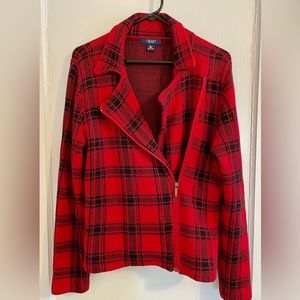 Chaps plaid moto jacket size L women’s